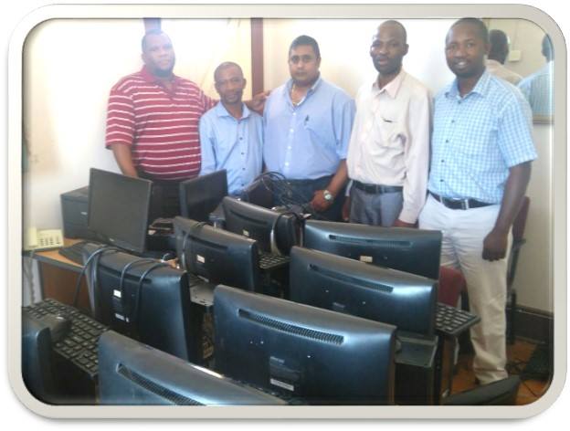 (From left to right): Mr Zanoxolo Nomatye from Kusile Comprehensive High School in Duncan Village, Mr Bongani Nyangiwe, Kusile’s Principal, Duncan Village Police Station detectives Sergeant Suneel Bellochun, Sergeant Xolani Jela and Constable Xolani Nqabeni.